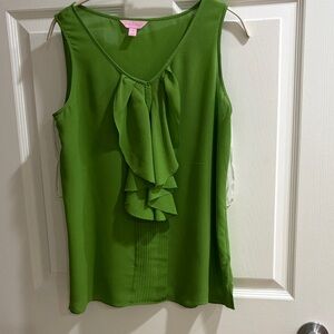 Lilly Pulitzer Silk Green Ruffle Blouse 
sleeveless size size 4